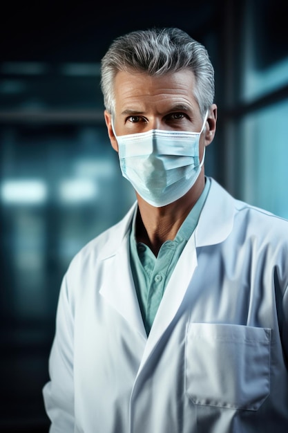 Un medico che indossa una maschera di protezione contro il coronavirus
