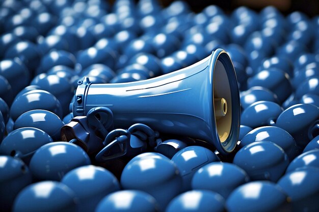 Un megafono blu che si distingue dalla folla