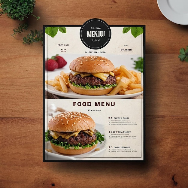 Un menu per il cibo e un menù per il cibo su una tavola