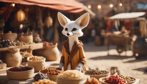 Un mercante di volpi fennec antropomorfo