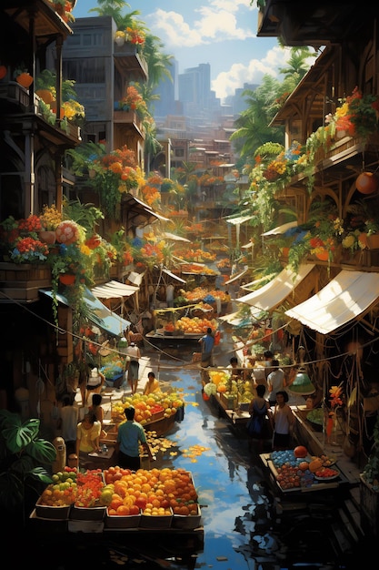 un mercato della frutta nella città di barcellona