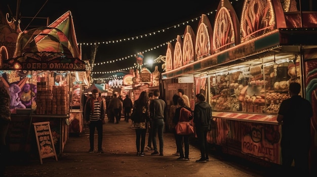 Un mercato notturno in fiera