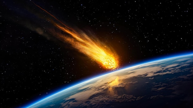 Un meteorite è visto sopra la terra.