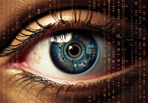 Un microchip nell'occhio di una persona