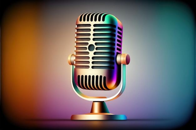 Un microfono con uno sfondo color arcobaleno