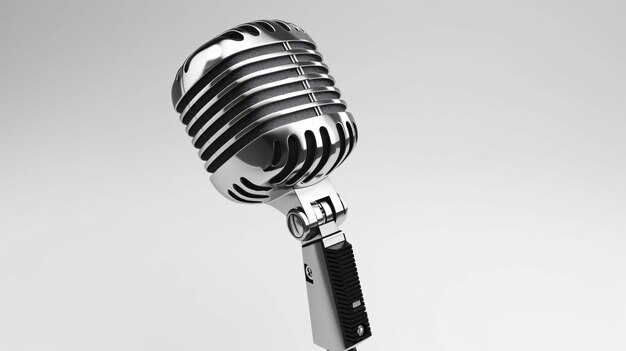 Un microfono vintage è appartato su una semplice tela bianca