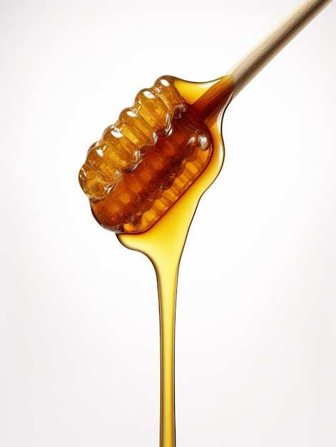 un miele grondante di miele su un cucchiaio