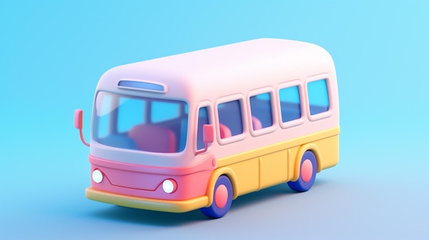 un minuscolo autobus pastello 3D che incarna la dolcezza e il fascino Una deliziosa aggiunta a qualsiasi collezione questo minuscolo autobus ti invita a esplorare un mondo in cui anche le cose più piccole possono evocare un'immensa gioia