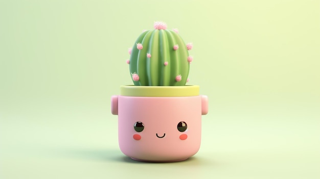 un minuscolo cactus 3D carino I dettagli delicati e i colori vivaci danno vita a questo minuscolo cactus rendendolo un'aggiunta perfetta a qualsiasi collezione o arredamento evocano un senso di tranquillità
