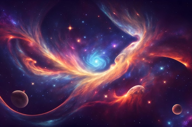Un misterioso e bellissimo disegno interstellare di stelle e galassie generato da Ai