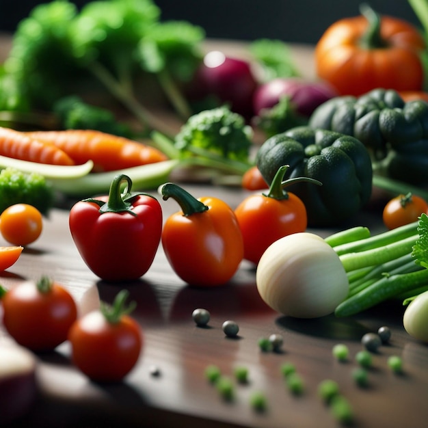 Un mix di verdure fresche sulla tavola di legno