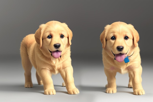 Un modello 3d di un cane con sopra il nome golden retriever.