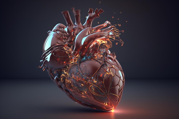 Un modello 3d di un cuore umano