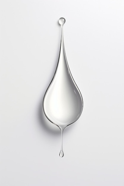 un modello 3D di una goccia d'acqua minimalista con un'ombra sottile