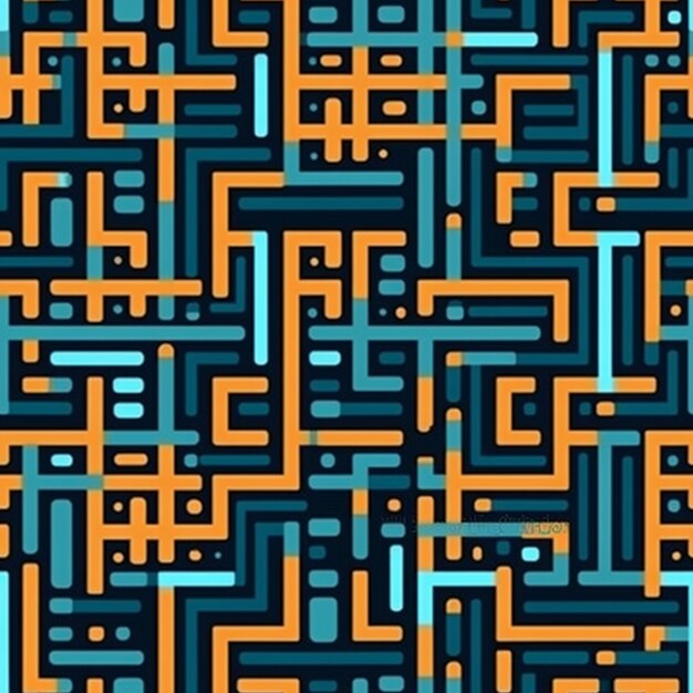 Un modello astratto blu e arancione con piazze generative ai