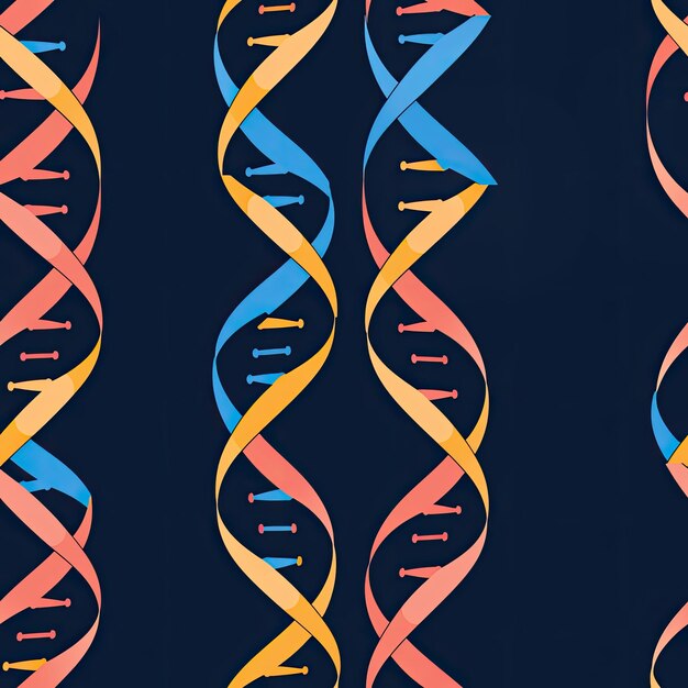 un modello colorato del DNA è mostrato su uno sfondo blu