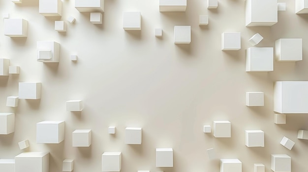 Un modello con cubi 3D Mosaico astratto di quadrati bianchi