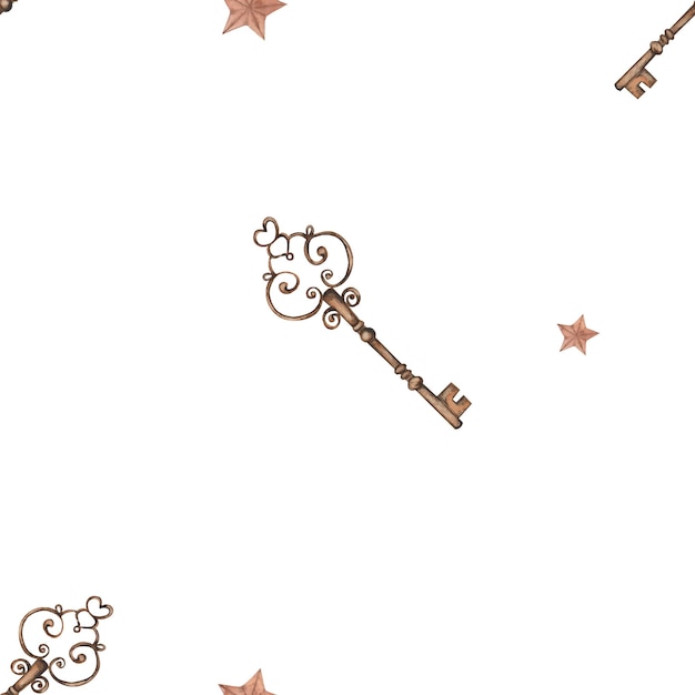 Un modello con una chiave e stelle su uno sfondo bianco