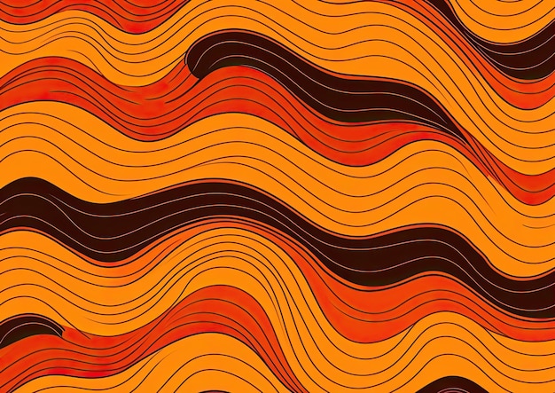 un modello d'onda arancione senza cuciture vintage nello stile dell'arte benin