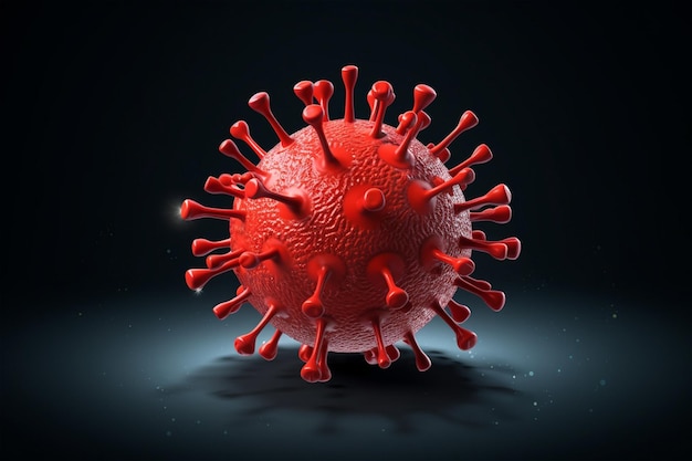 Un modello di coronavirus rosso con il numero 3 sopra