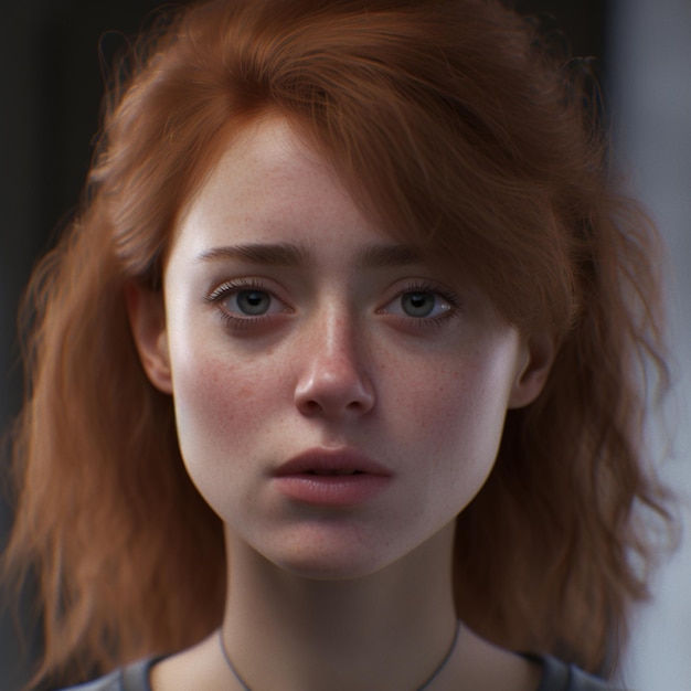 Un modello di donna con i capelli rossi e le lentiggini