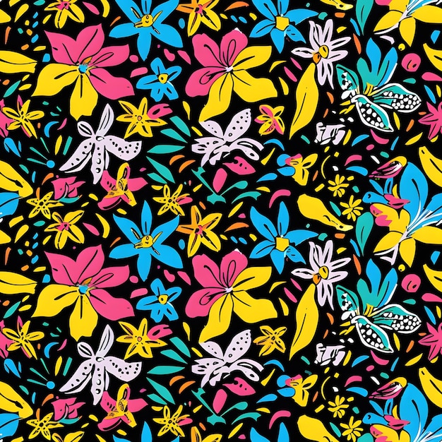 un modello di fiore tropicale un fiore di carta da parati vintage