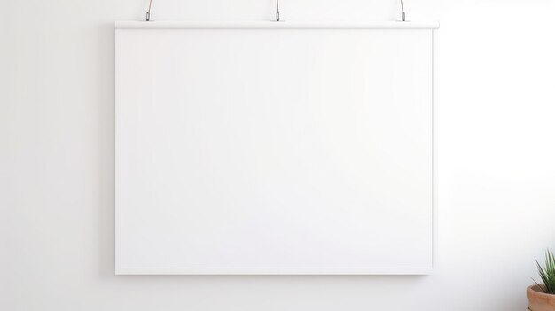 Un modello di poster bianco vuoto appeso a una parete