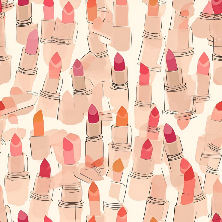 Foto un modello di rossetti con diverse sfumature di rossetto.