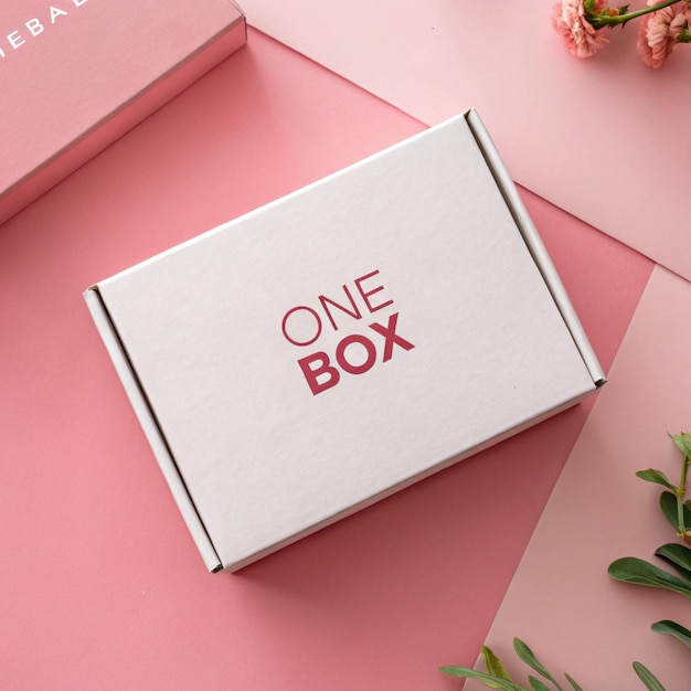 Un modello di scatola di abbonamento rosa minimalista