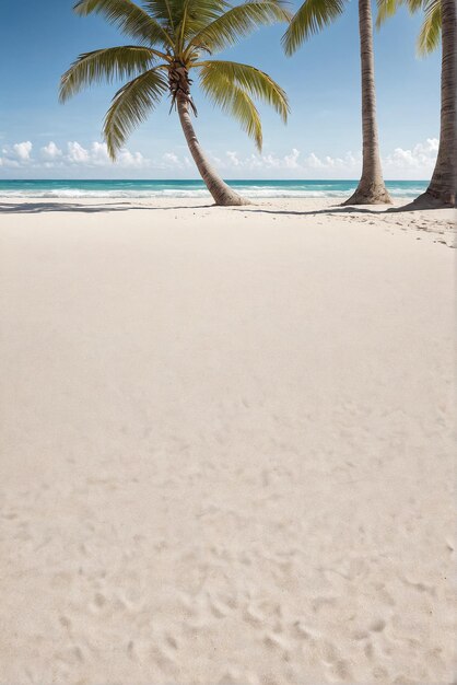 un modello di spiaggia sullo sfondo di palme su una spiaggia tropicale