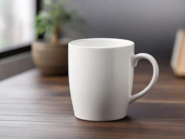 Un modello di tazza di ceramica bianca
