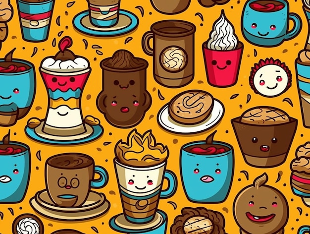 Un modello di tazze con diversi caffè