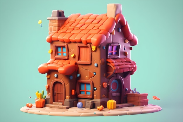 Un modello di una casa realizzato dall'artista.