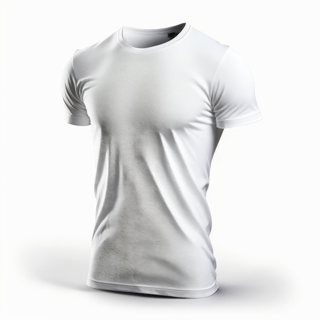 Un modello di vista laterale della maglietta bianca