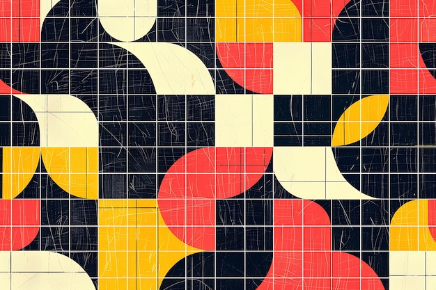 un modello geometrico colorato con cerchi rossi e gialli