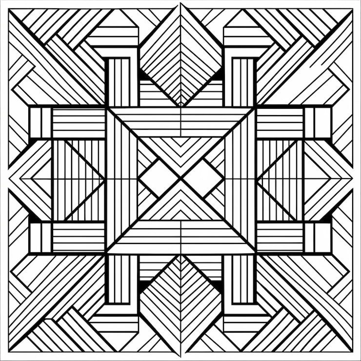 Foto un modello geometrico in bianco e nero con linee generative ai