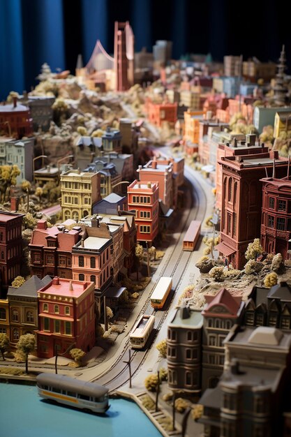 un modello in miniatura dettagliato di San Francisco utilizzando più materiali