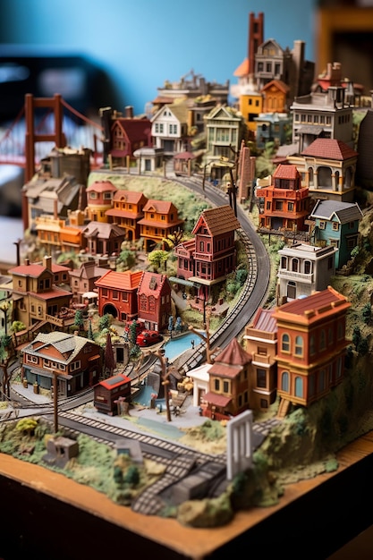 un modello in miniatura dettagliato di San Francisco utilizzando più materiali