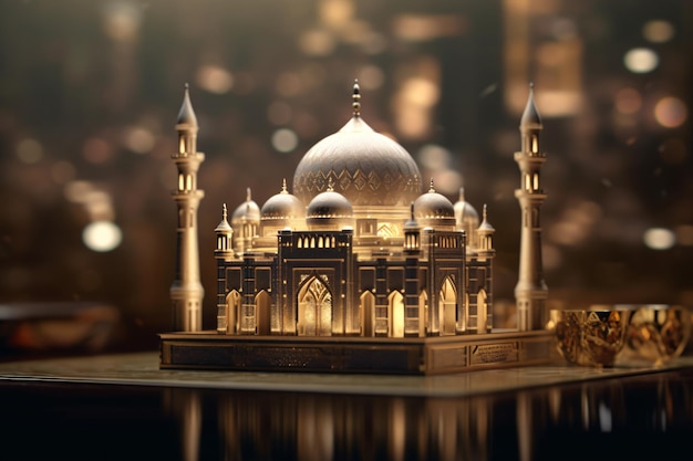 Un modello in miniatura di un taj mahal con sopra il numero 7