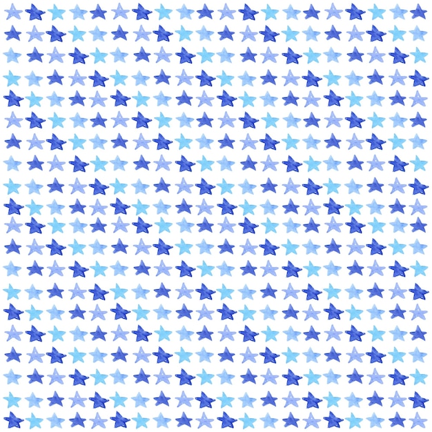 Un modello infinito di piccole stelle blu Illustrazione ad acquerello