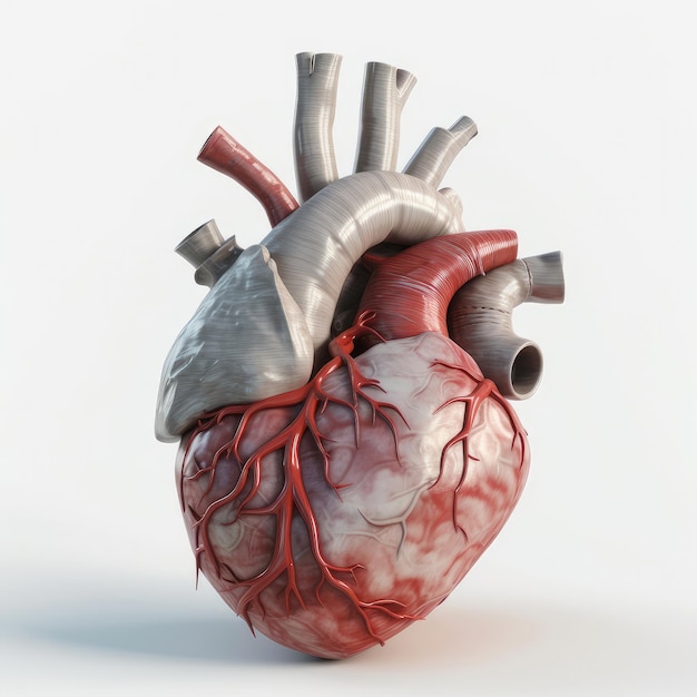 Un modello realistico di un cuore umano.