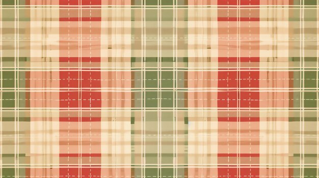 Un modello ripetibile senza cuciture di un classico disegno a quadri di tartan in rosso verde e beige soffocato