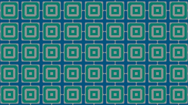 Un modello senza cuciture di quadrati e quadrati verdi e blu.