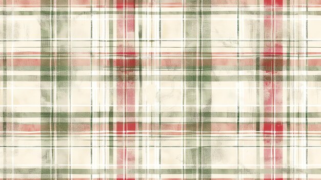 Un modello senza cuciture di un classico tartan a quadri in toni rossi e verdi soffocati con una consistenza pittorica angosciata