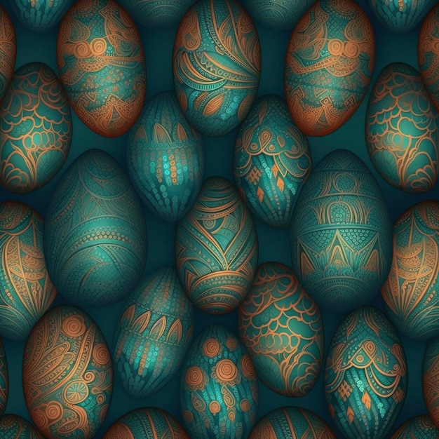 Un modello senza cuciture di uova di Pasqua con un motivo di colori diversi.