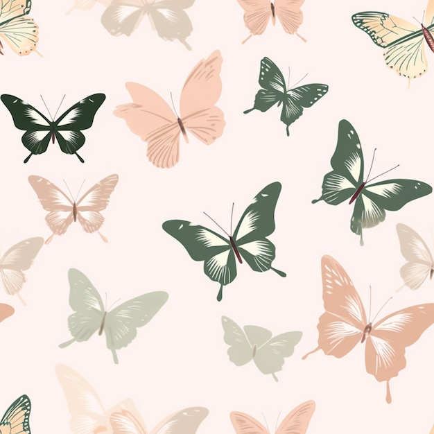 Un modello senza soluzione di continuità con le farfalle su uno sfondo chiaro.