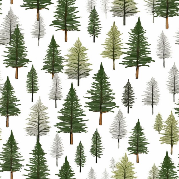 un modello senza soluzione di continuità di alberi su uno sfondo bianco ai generativa