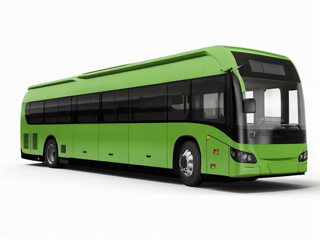 Un moderno autobus ecologico verde su uno sfondo bianco a vista laterale