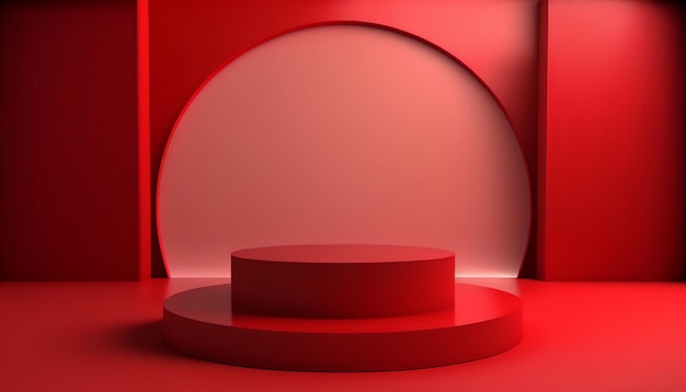 Un moderno e innovativo podio rosso per mettere in risalto la tecnologia del tuo prodotto