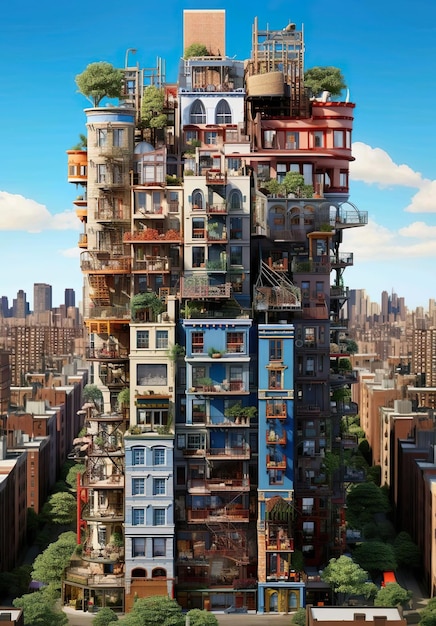 Un moderno edificio di appartamenti con grattacielo